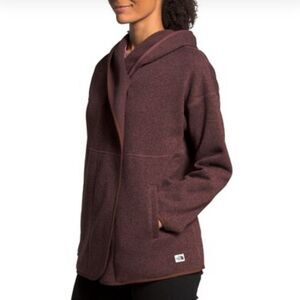 The North Face Crescent Oversized Wrap Hoodie Brown Heather Jacket Sweater SZ L